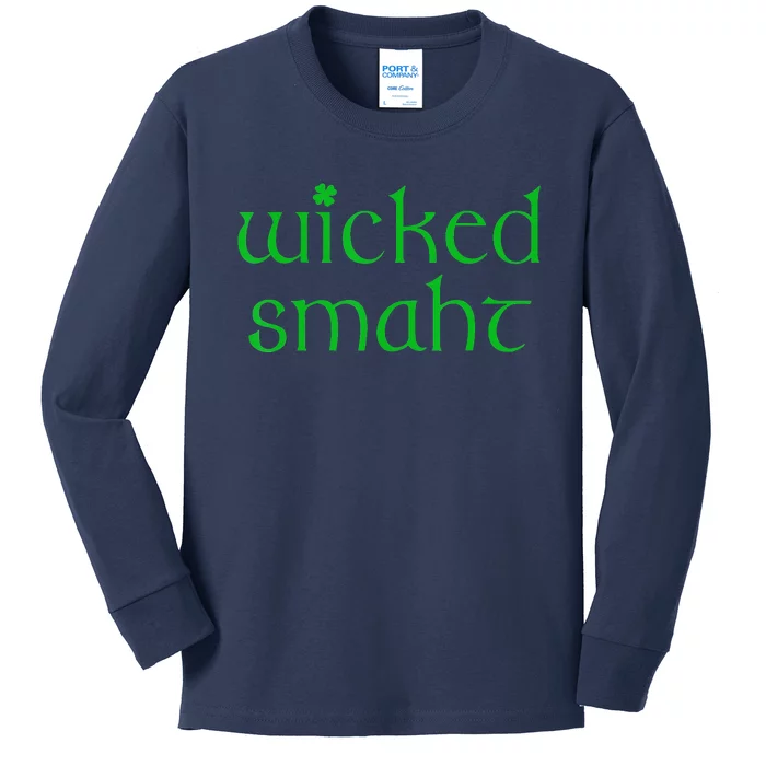 Wicked Smart Irish Boston Funny St Patricks Day Kids Long Sleeve Shirt