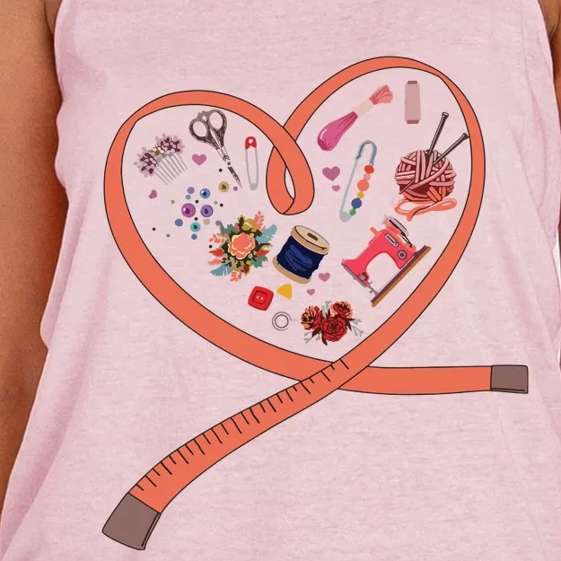 Womens Sewing Is My Heart Tee Quilting Loves Sewing Machines Women's Knotted Racerback Tank