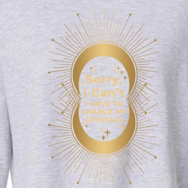 Witchy Sorry I Cant I Have To Charge My Crystals Moon Witch Funny Gift Cropped Pullover Crew