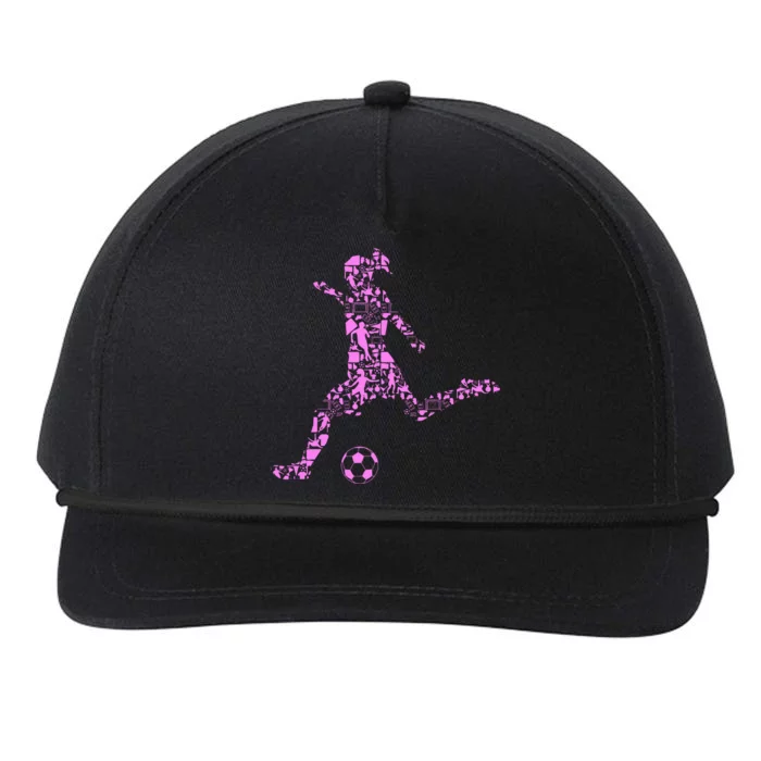 Women Soccer Illustration Snapback Five-Panel Rope Hat