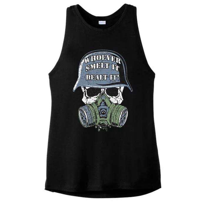 Whoever Smelt It Dealt It! Distressed Look By Yoraytees Ladies Tri-Blend Wicking Tank