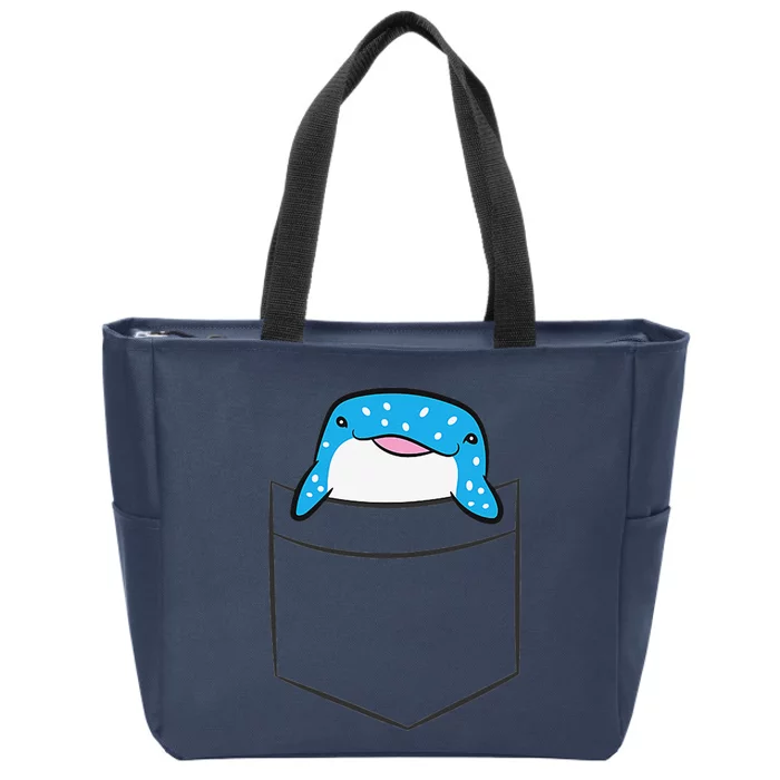 Whale Shark In The Pocket Ocean Animal Pocket Whale Shark Zip Tote Bag