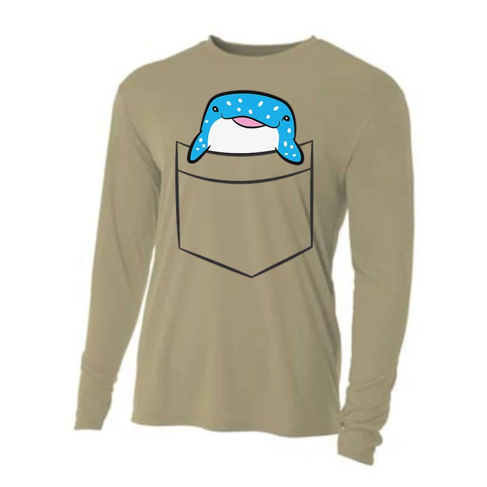 Whale Shark In The Pocket Ocean Animal Pocket Whale Shark Cooling Performance Long Sleeve Crew