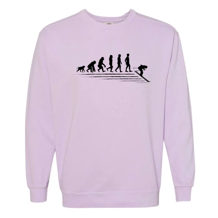 Winter Sport Ice Skiing Evolution Skier Shredding Slopes Cute Gift Garment-Dyed Sweatshirt