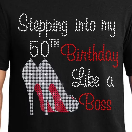 WoM.e.n.s's Stepping Into My 50th Birthday Like A Boss Pajama Set