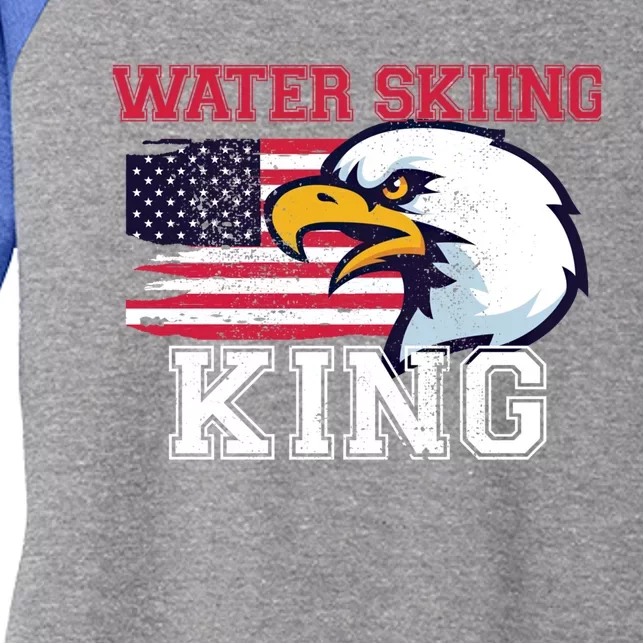 Water Skiing King Water Skiing Water Skier Gift Women's Tri-Blend 3/4-Sleeve Raglan Shirt