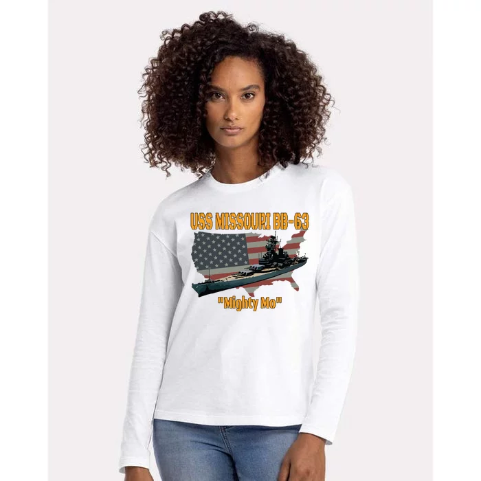 Ww2 Ship Korean War Uss Missouri Battleship Bb63 Veterans Womens Cotton Relaxed Long Sleeve T-Shirt