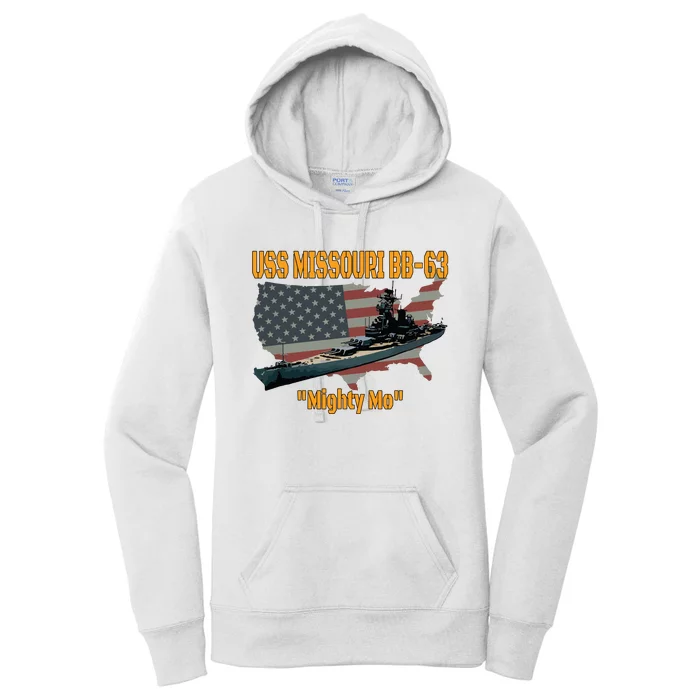 Ww2 Ship Korean War Uss Missouri Battleship Bb63 Veterans Women's Pullover Hoodie