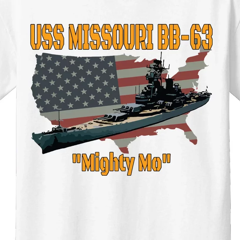 Ww2 Ship Korean War Uss Missouri Battleship Bb63 Veterans Kids T-Shirt