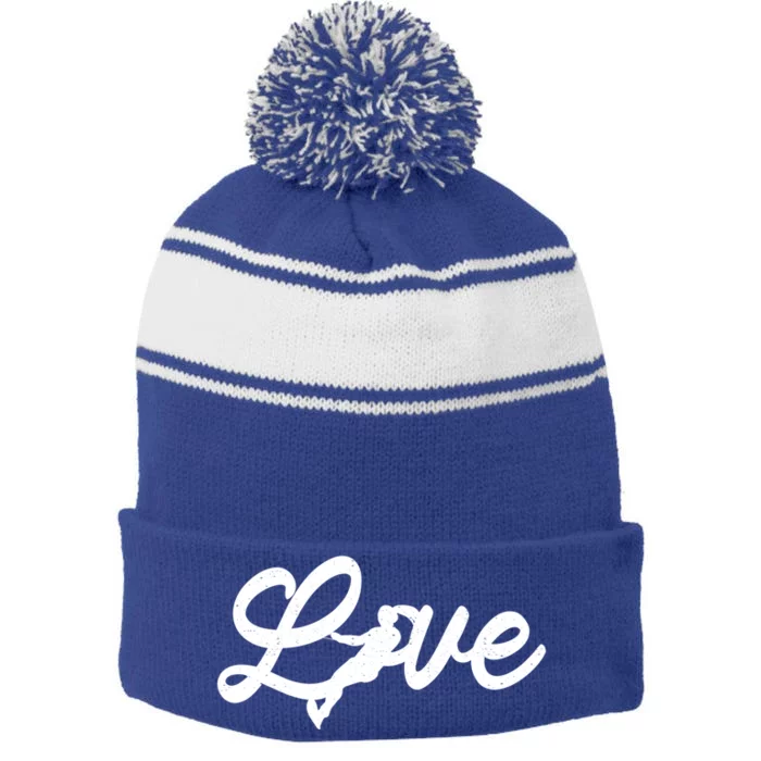 Water Ski Lover Watercraft Love Skier Sport Waterskiing Gift Stripe Pom Pom Beanie