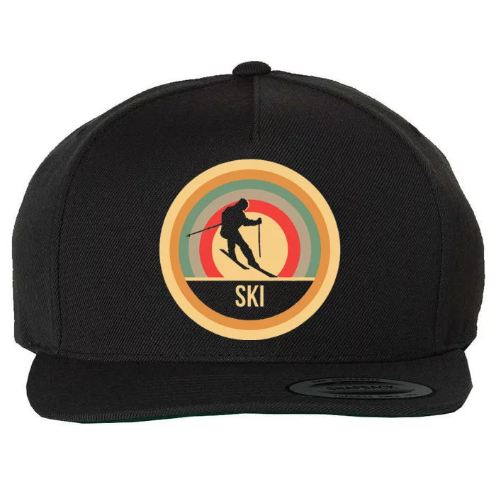 Water Ski Lover Gift Waterski Love Retro Skiing Wool Snapback Cap