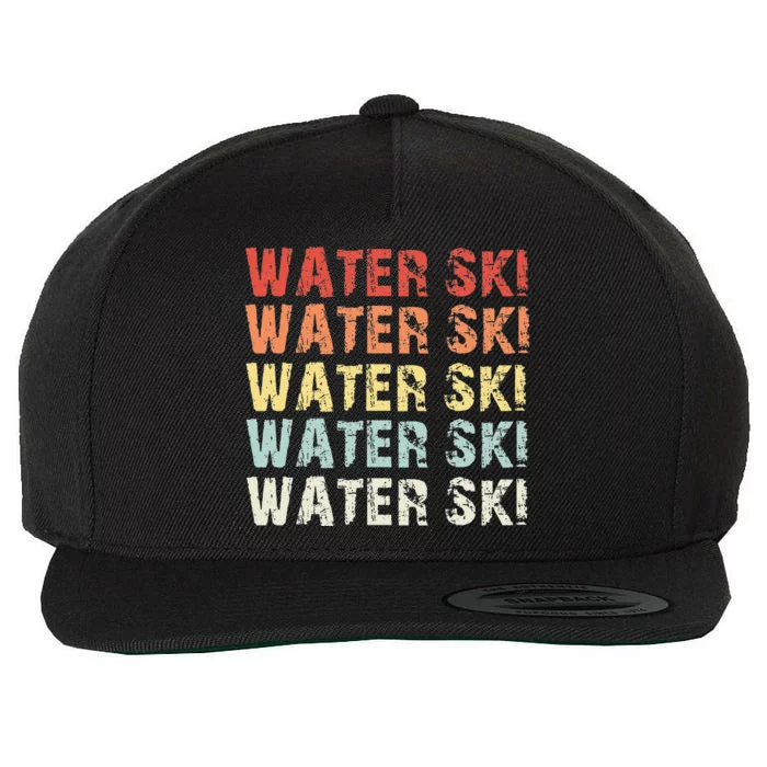 Water Ski Lover Gift Waterski Love Retro Skiing Wool Snapback Cap