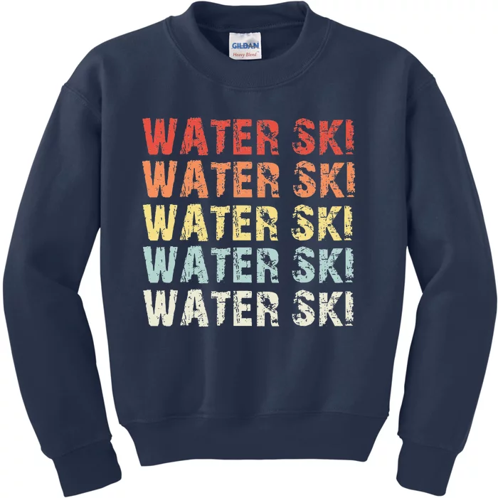 Water Ski Lover Gift Waterski Love Retro Skiing Kids Sweatshirt