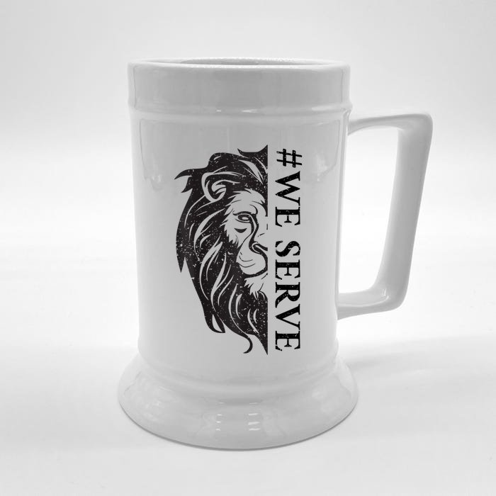 We Serve Lions Vintage Lions Club International Front & Back Beer Stein