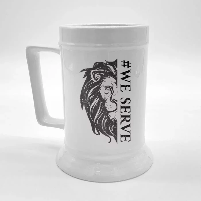 We Serve Lions Vintage Lions Club International Front & Back Beer Stein