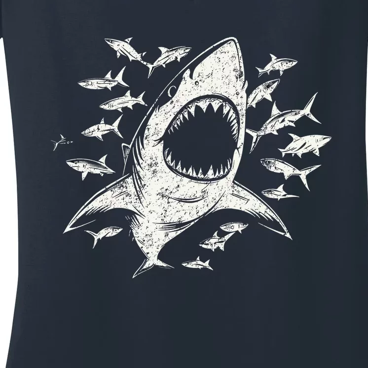 White Shark Lover Marine Biology Animal Science Women's V-Neck T-Shirt