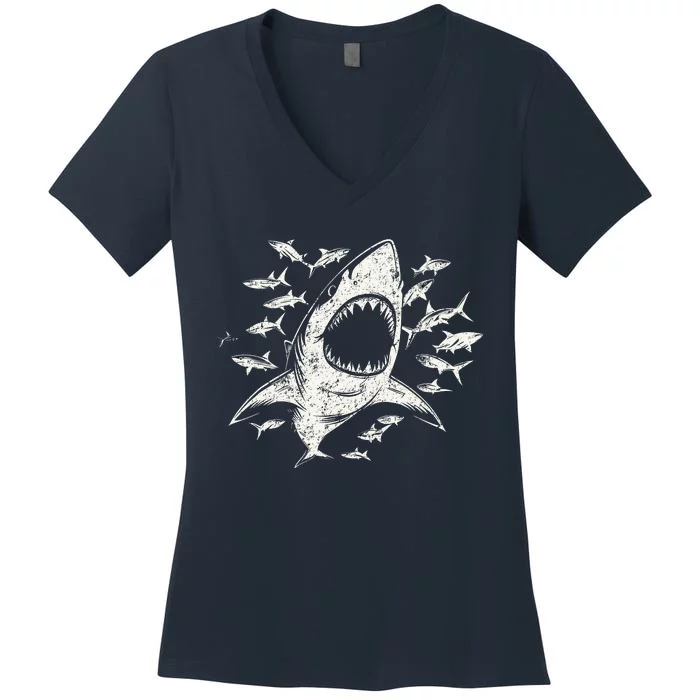 White Shark Lover Marine Biology Animal Science Women's V-Neck T-Shirt