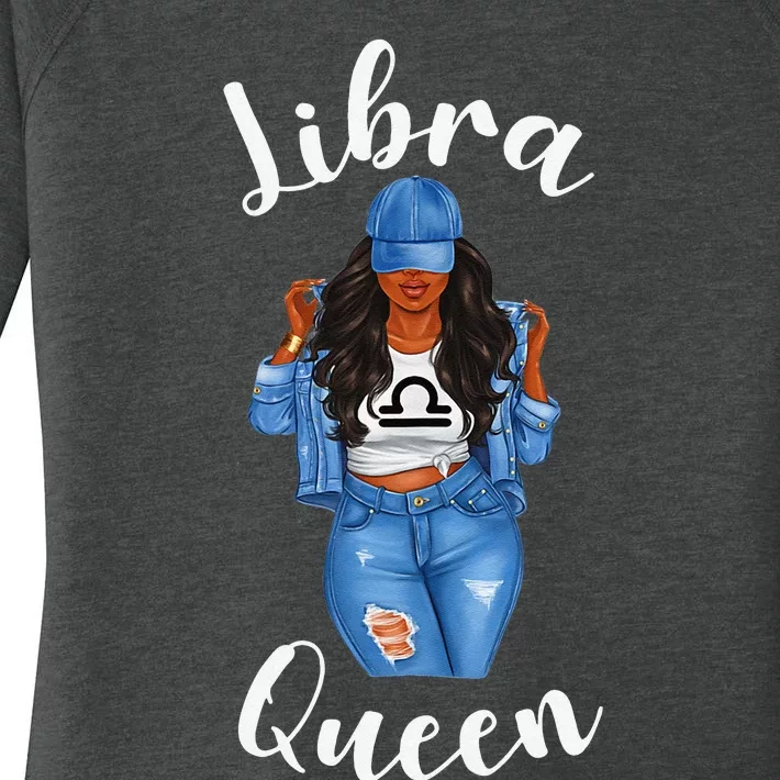 Wo Streetwise Libra Queen Black Wo Zodiac Birthday Sassy Women's Perfect Tri Tunic Long Sleeve Shirt