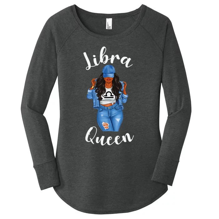 Wo Streetwise Libra Queen Black Wo Zodiac Birthday Sassy Women's Perfect Tri Tunic Long Sleeve Shirt