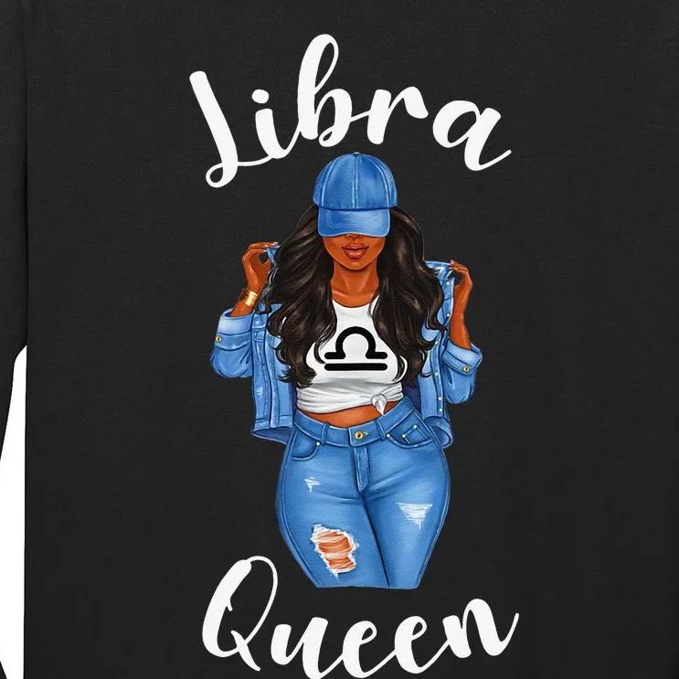 Wo Streetwise Libra Queen Black Wo Zodiac Birthday Sassy Tall Long Sleeve T-Shirt