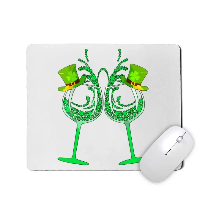 Wine Shamrock Leprechaun Funny St Patricks Day Mousepad