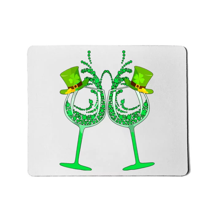 Wine Shamrock Leprechaun Funny St Patricks Day Mousepad