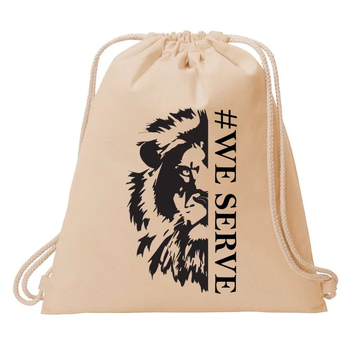 We Serve Lions Vintage Lions Club International Drawstring Bag