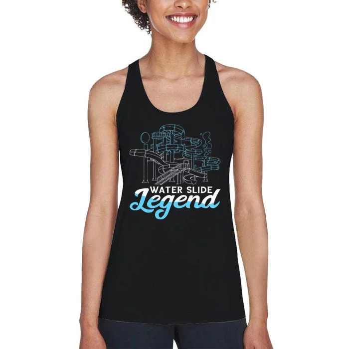 Water Slide Legend Waterslides Aqua Park Swimmer Waterpark Women's Racerback Tank