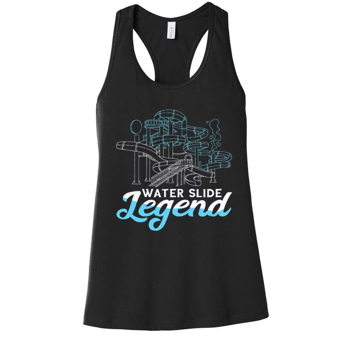 Water Slide Legend Waterslides Aqua Park Swimmer Waterpark Women's Racerback Tank