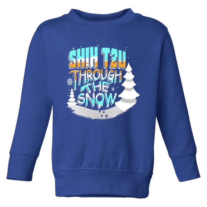 Winter ShihTzu Lover Shih Tzu Through The Snow Christmas Funny Gift Toddler Sweatshirt