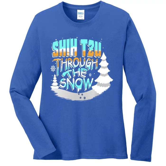 Winter ShihTzu Lover Shih Tzu Through The Snow Christmas Funny Gift Ladies Long Sleeve Shirt