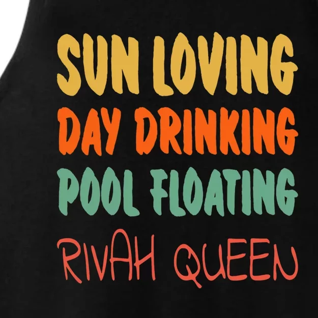 Wo Sun Loving Day Drinking Pool Floating Rivah Queen VNeck Ladies Tri-Blend Wicking Tank