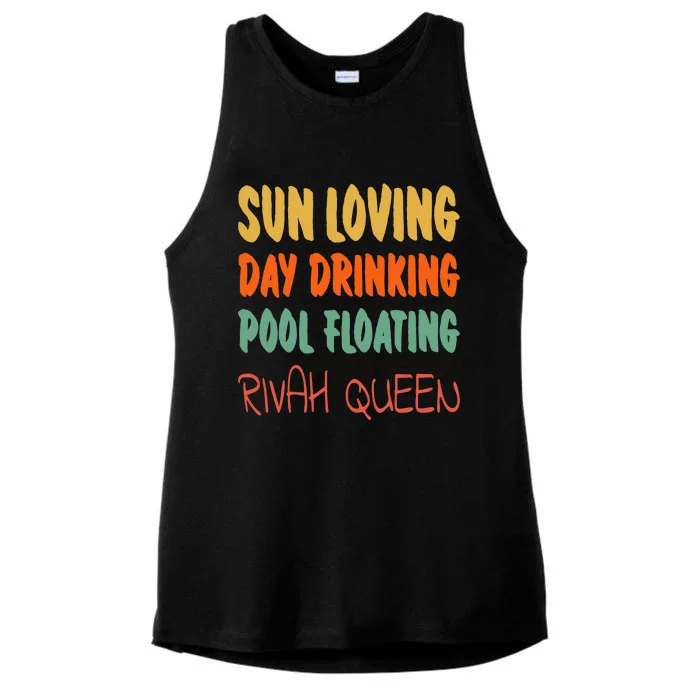 Wo Sun Loving Day Drinking Pool Floating Rivah Queen VNeck Ladies Tri-Blend Wicking Tank