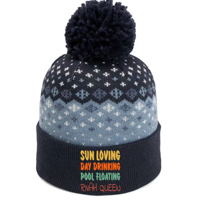 Wo Sun Loving Day Drinking Pool Floating Rivah Queen VNeck The Baniff Cuffed Pom Beanie