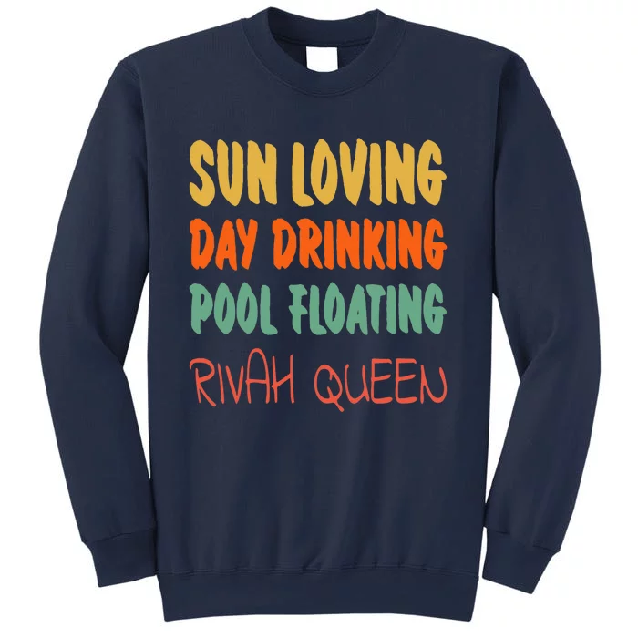 Wo Sun Loving Day Drinking Pool Floating Rivah Queen VNeck Sweatshirt