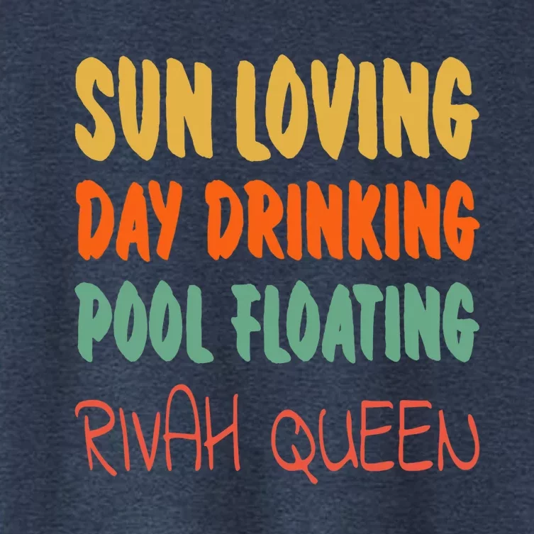 Wo Sun Loving Day Drinking Pool Floating Rivah Queen VNeck Women's Crop Top Tee