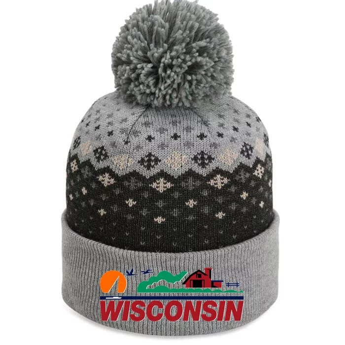 Wisconsin State License Plate The Baniff Cuffed Pom Beanie