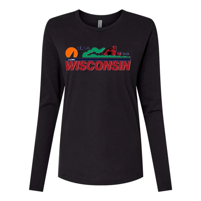 Wisconsin State License Plate Womens Cotton Relaxed Long Sleeve T-Shirt