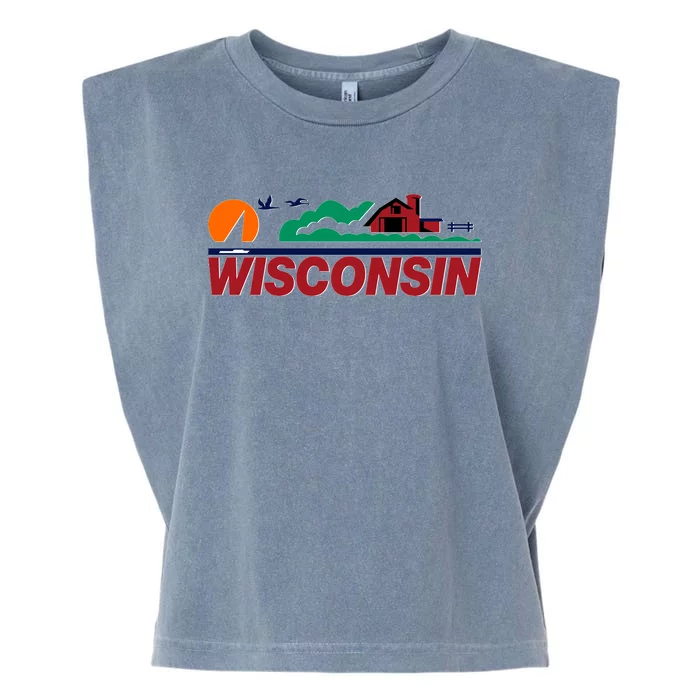 Wisconsin State License Plate Garment-Dyed Women's Muscle Tee