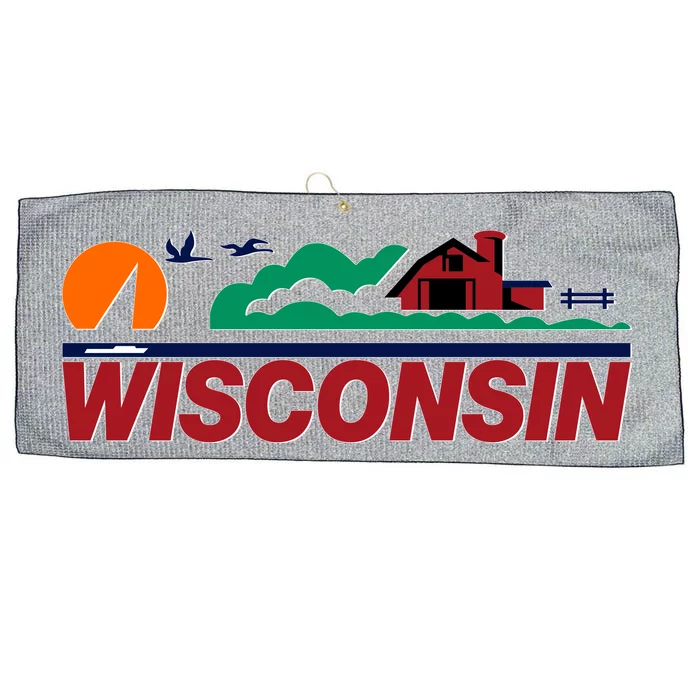 Wisconsin State License Plate Large Microfiber Waffle Golf Towel