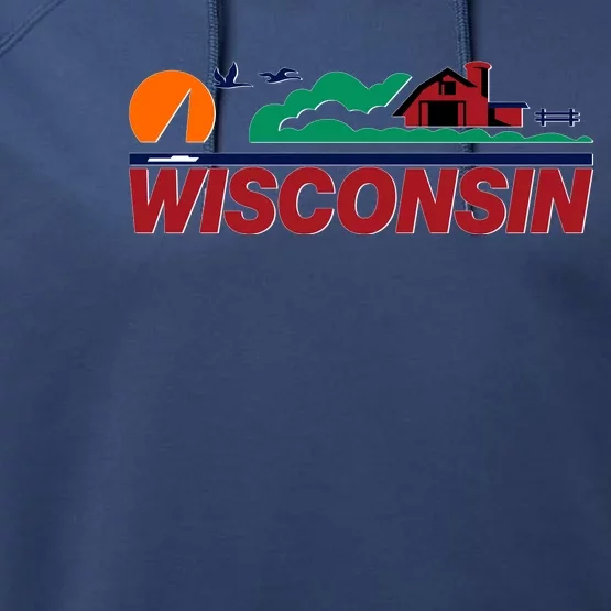 Wisconsin State License Plate Performance Fleece Hoodie