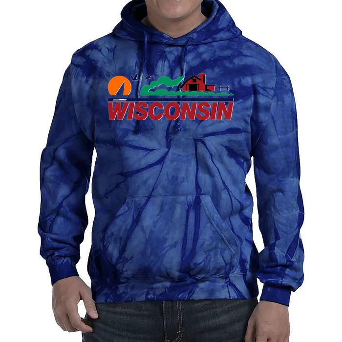 Wisconsin State License Plate Tie Dye Hoodie