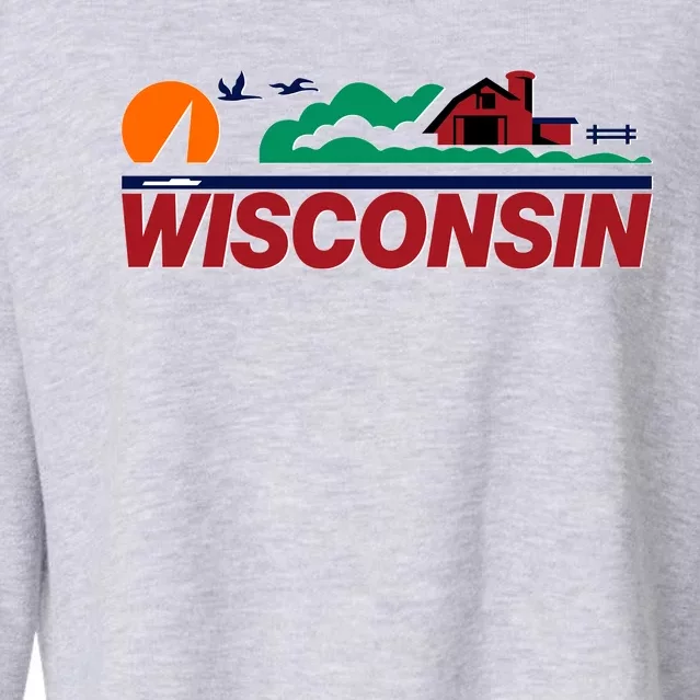 Wisconsin State License Plate Cropped Pullover Crew