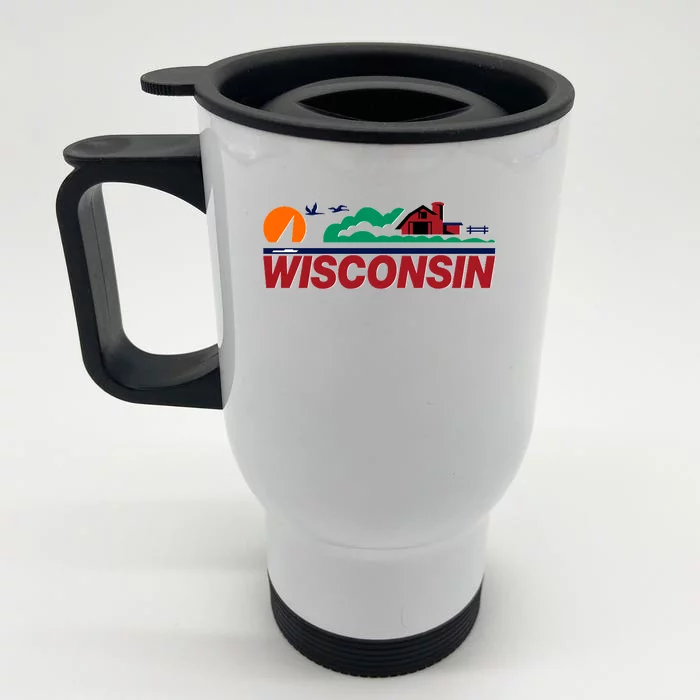 Wisconsin State License Plate Front & Back Stainless Steel Travel Mug