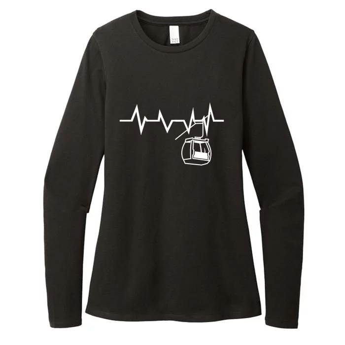 Womens Ski Lift Heartbeat Design Skier Gift For Skier Womens CVC Long Sleeve Shirt