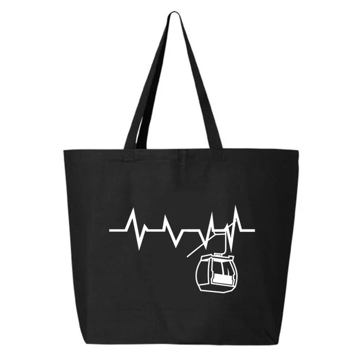 Womens Ski Lift Heartbeat Design Skier Gift For Skier 25L Jumbo Tote