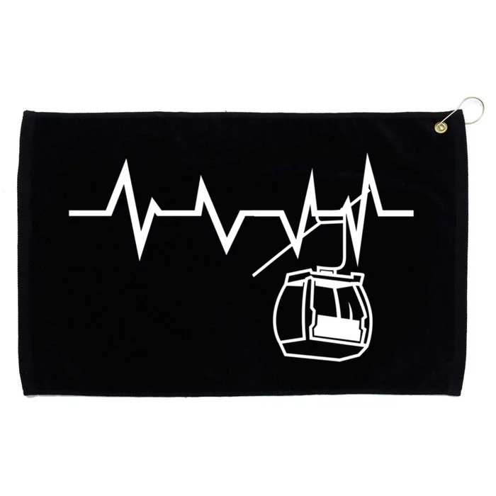 Womens Ski Lift Heartbeat Design Skier Gift For Skier Grommeted Golf Towel