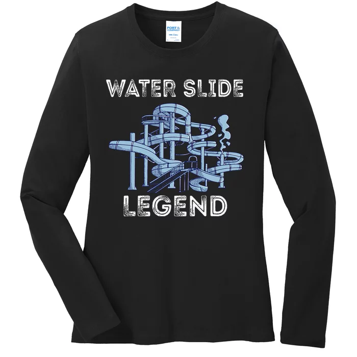 Water Slide Legend Aqua Park Swimming Water Slide Lover Ladies Long Sleeve Shirt