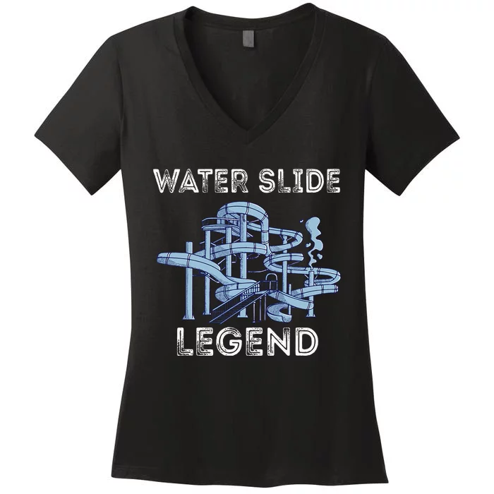 Water Slide Legend Aqua Park Swimming Water Slide Lover Women's V-Neck T-Shirt