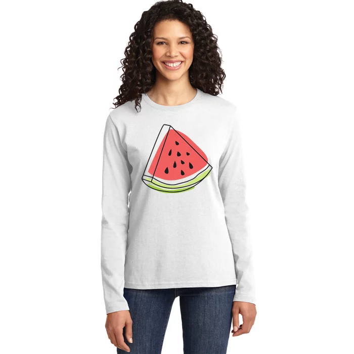 Watermelon Summer Melon Watermelon Without Sunglasses Ladies Long Sleeve Shirt